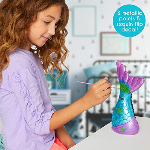 Just My Style Paint Your Own Mermaid Bank by Horizon Group USA. Paint & Decorate Your Own Coin Bank with Color Changing Sequin Decal & Metallic Holographic Paints, Blue by Just My Style - Image 5