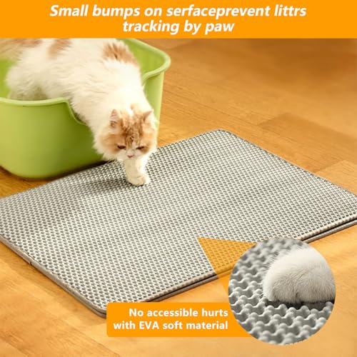 Alfombra Arenero Gato, 45 x 30 cm Alfombra Gatos Arenero, Alfombrilla Arenero Gato Doble Capa Impermeable, Tapete Areia Gatos Antideslizante Gris, Alfombra para Gatos + Muelles para Gatos - imagen 7