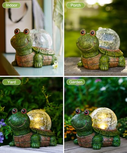 Nacome Solar Turtle Garden Statue Lights: Outdoor Figurine with Glass Ball Lighting Decorations Lawn Ornaments Porch Patio Balcony Yard - Birthday Gifts for Mom Grandma Women(Green) Nacome Solar Turtle Garden Statue Lights: Outdoor Figurine with Glass Ball Lighting Decorations Lawn Ornaments Porch Patio Balcony Yard - Birthday Gifts for Mom Grandma Women(Green) - Image 6