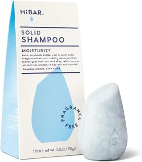 HiBAR Moisturize Fragrance-Free Shampoo Bar for Dry Frizzy Hair - Plastic-Free Vegan Hydration with Coconut Oil & Vitamin B5
