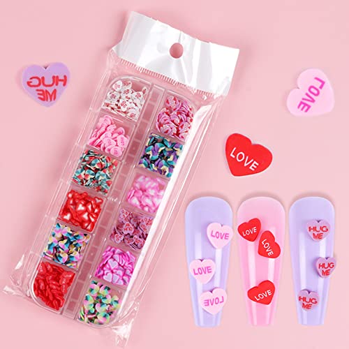 Valentine's Day Love Heart Nail Art Slices Glitter Sequins,3D Nail Charms Heart Shape Candy Colors Nail Sequins Soft Pottery Flakes Acrylic Nails Sparkle Design For Nail Art Supplies #TOP7