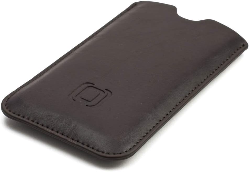 Dockem Executive Sleeve for iPhones 6.1 and 6.3 inch: Slightly Padded Premium Faux Leather w/Microfiber Lining: Slim Slip-on Case [Dark Brown]