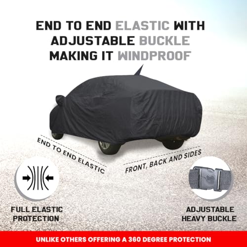 Image of Autofact Car Body Cover with Mirror Pockets Compatible for Honda City Ivtech (2009 to 2013) (Triple Stitched, Bottom Fully Elastic, Black Color)