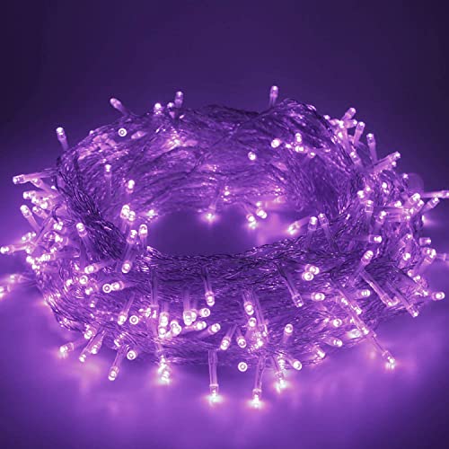 Kweida Lichterkette Innen und Außen 35M 320LED,Fairy Sternenlichter mit 8 Leuchtmodi Ende zu Ende Erweiterbar,IP44 Wasserdicht Weihnachtsbeleuchtung,für Hochzeit,Party,Balkon, Garten, Geländer (Lila) Cover