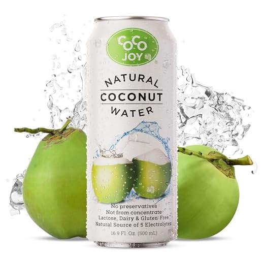 CoCo Joy Natural Coconut Water, 100% Coconut Water, Fresh, Low-Calorie, High-Calcium, Nutrient-Rich Coconut-Water Drink with Electrolytes, Potassium, and Other Nutrients, 12 pack