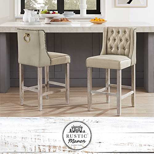 Inspired Home Giulianna Armless, Upholstered, Footrest Counter Stool (Set Of 2) Grey #TOP30