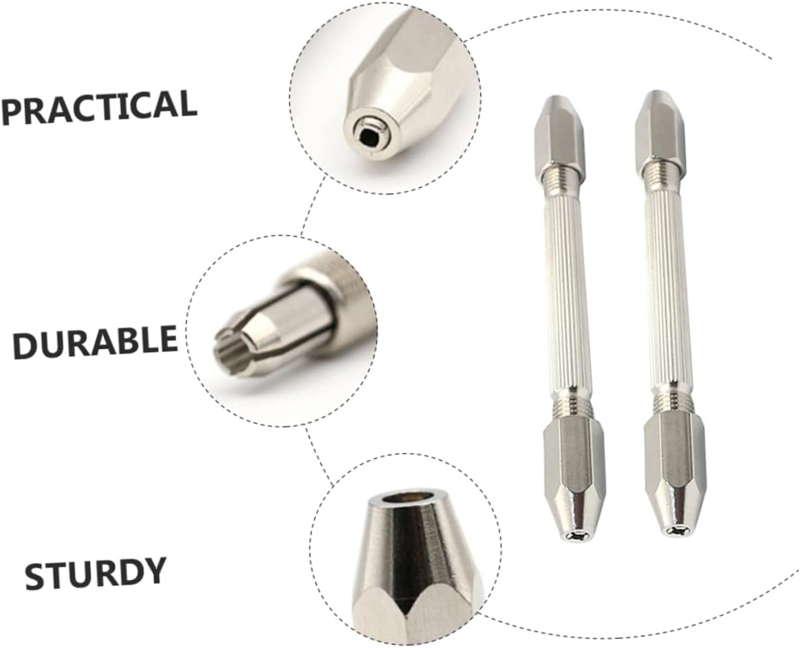 2pcs Hexagonal Pin Vise Hand Drill for Watch Repair Small Double-ended Drill Tool 0.5-3.2mm Durable Brass