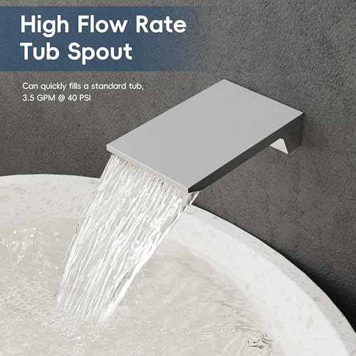 Image of Gabrylly Shower System with Tub Spout, Wall Mounted Tub Shower Faucet Set for Bathroom with High Pressure 10 inch Rain Shower head and 3-Setting Handheld Shower Head Set,Chrome