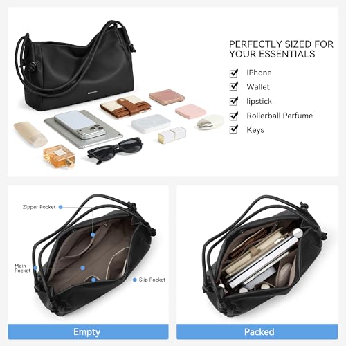 Image of BOSTANTEN Shoulder Bag for Women Pebbled Vegan Leather Purse Soft Handbag
