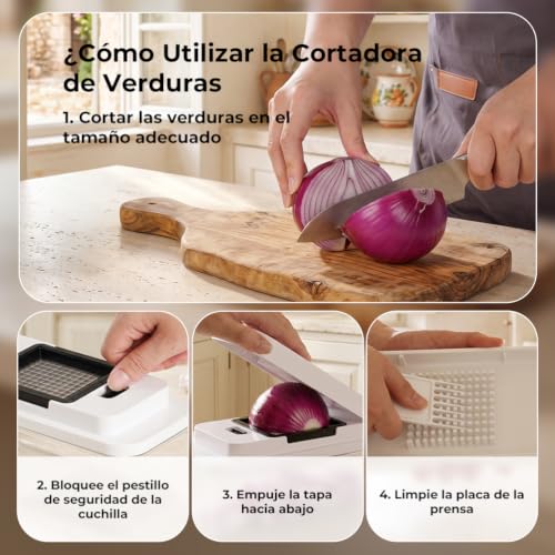 Miniatura 7 de 12 En 1 Cortador De Verdura, Mandolina De Cocina Profesional, Picador De Verduras Con 7 Cuchillas Afiladas Intercambiables, Cortador Verduras Para Cebollas, Pepinos, Patatas Y Zanahorias