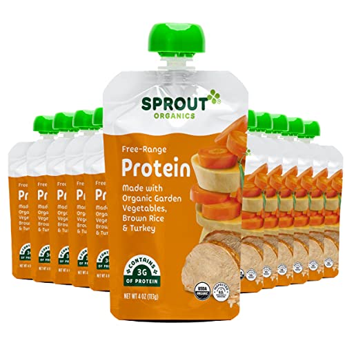 Sprout Organic Baby Food Pouches Stage 3, Organically Sourced Meat Protein, Garden Vegetables Brown Rice W/ Turkey, 4 Ounce (Pack Of 12) #TOP11