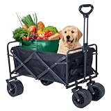 Silvergear® XL Carro de Playa Plegable 150KG | Carro de la Compra | Cochecito | Vagón Plegable | Camping Accessoires | Capacidad de Carga de 150KG | Multifuncional, Suave y maniobrable | Negro
