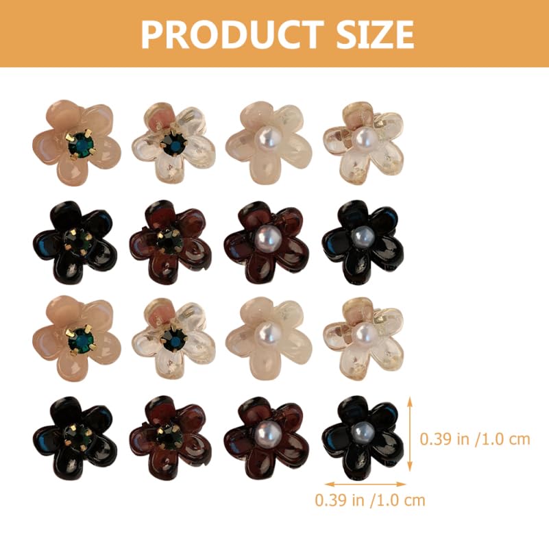 Pearl Flower Hairpin Mini Claw Clips for Girls Small Hair Accessories Wedding Bridal Hair Clips for Thin 16Pcs - Image 3