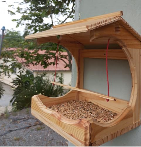 Tratador de Pássaros em Madeira Maciça com Poleiro, 28x24x32 cm, Resistente ao Tempo