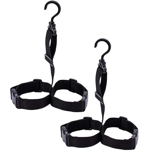 Artibetter Séchoir à Cuissardes de Pêche 2 Sets Sangle Réglable en Polyester et Plastique pour Bottes de Pêche, pour Camions et Placards