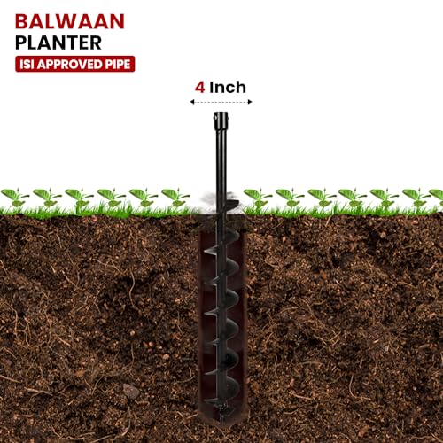Image of Balwaan Tree Drill Planter 4 inch /10 cm /101 mm /Post Hole Digger Planter /Spiral (Drill Planter) of Planter (4 Inch Planter) | Attachment of Tree Planter (BE-63) | PT-4