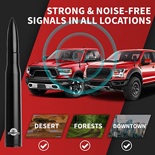Procaps Truck 50 Cal Antenna Replacement For 2009 To 2023 Ford F-150 F-250 F-350 Super Duty And 1994 To 2023 Dodge Ram 1500 2500 3500 Radio Alloy Aluminum Antenna #TOP2