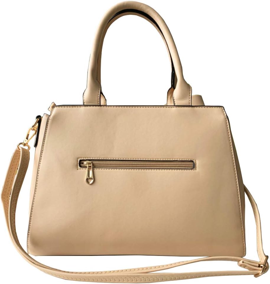 Women 2Pcs Handbag Set Bow-Knot Satchel Top-handle Crossbody Bag Tote Wallet Purse with Heart Pendant Khaki