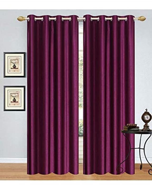 Exporthub 2 Piece Polyester Blend Eyelet Solid Window Curtain - 6ft, Wine