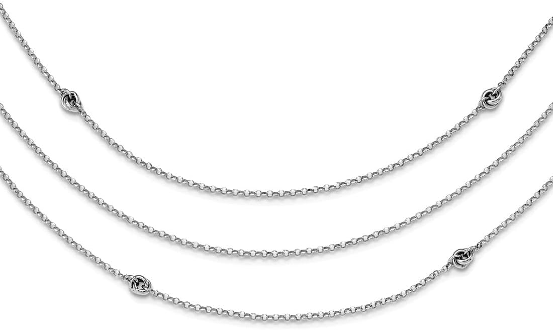 JewelryWeb 925 Sterling Silver Rhodium Plated Love Knot Multi-strand With 2inch Ext. Necklace 18 Inch Strand Necklace for Women