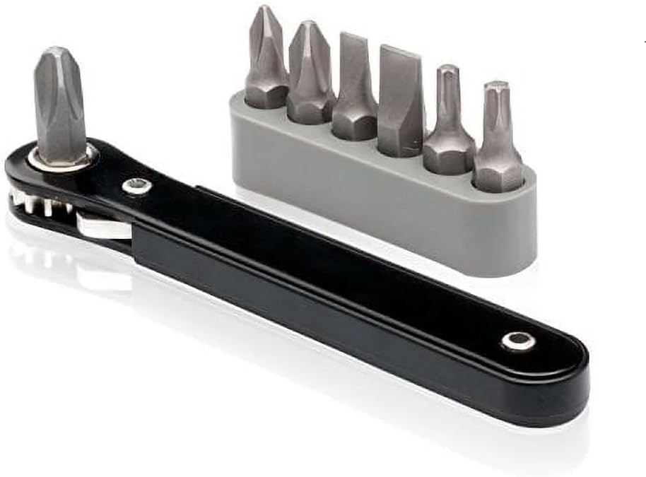 03044A Mini Ratcheting Offset Screwdriver and Bit Set, Pocket Size Close-Quarters,1/4-Inch Drive