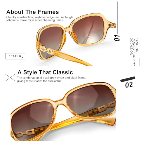 Image of SIPHEW Polarized Sunglasses for Women | Vintage Square Sunglasses w UV400 Protection | Womens Wraparound Shade