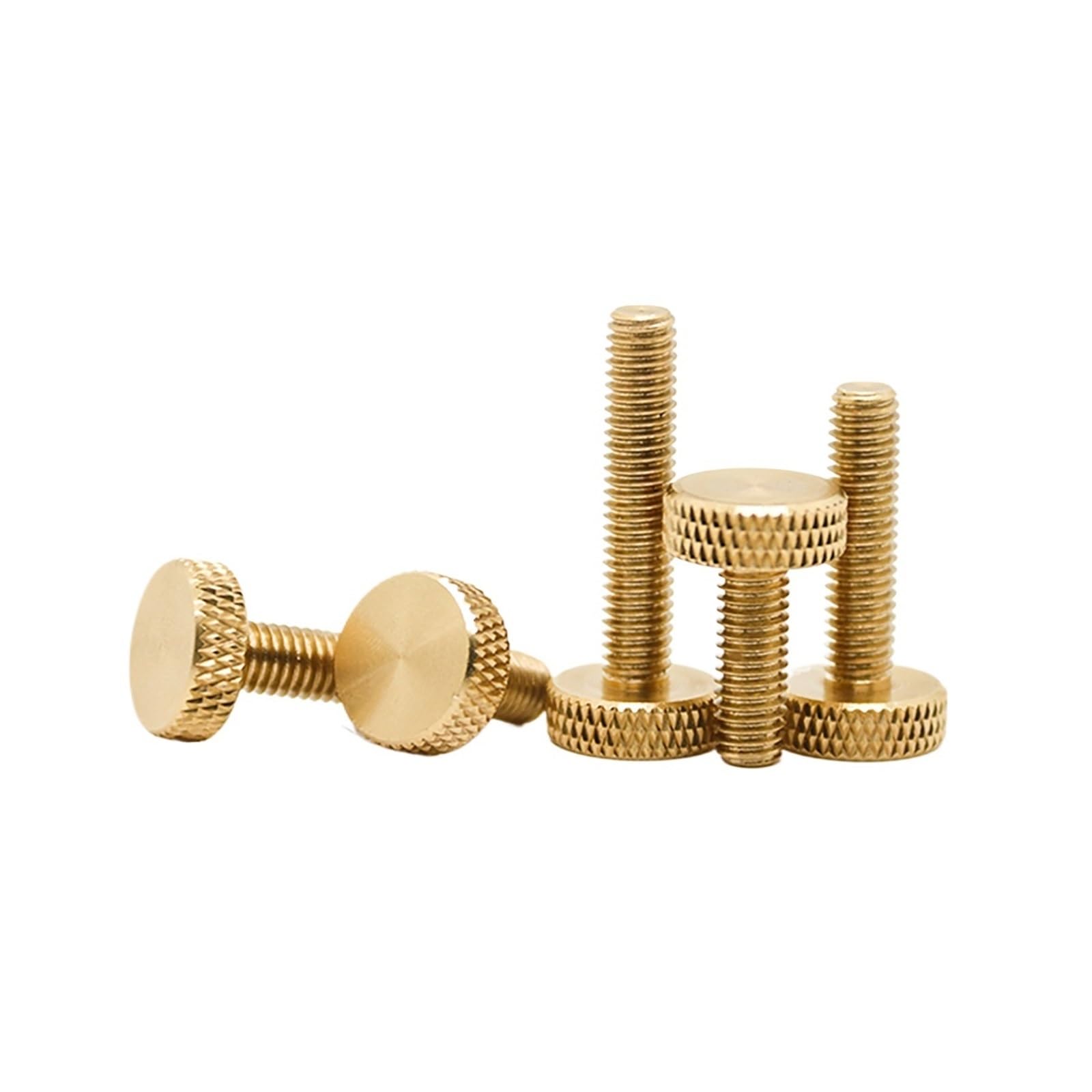 WEKONUMEX Knurled Thumb Screws, Brass Knurled Flat Head Hand Screws M3 M4 M5 M6 Multiple Sizes(4pcs M5x10x4.5)