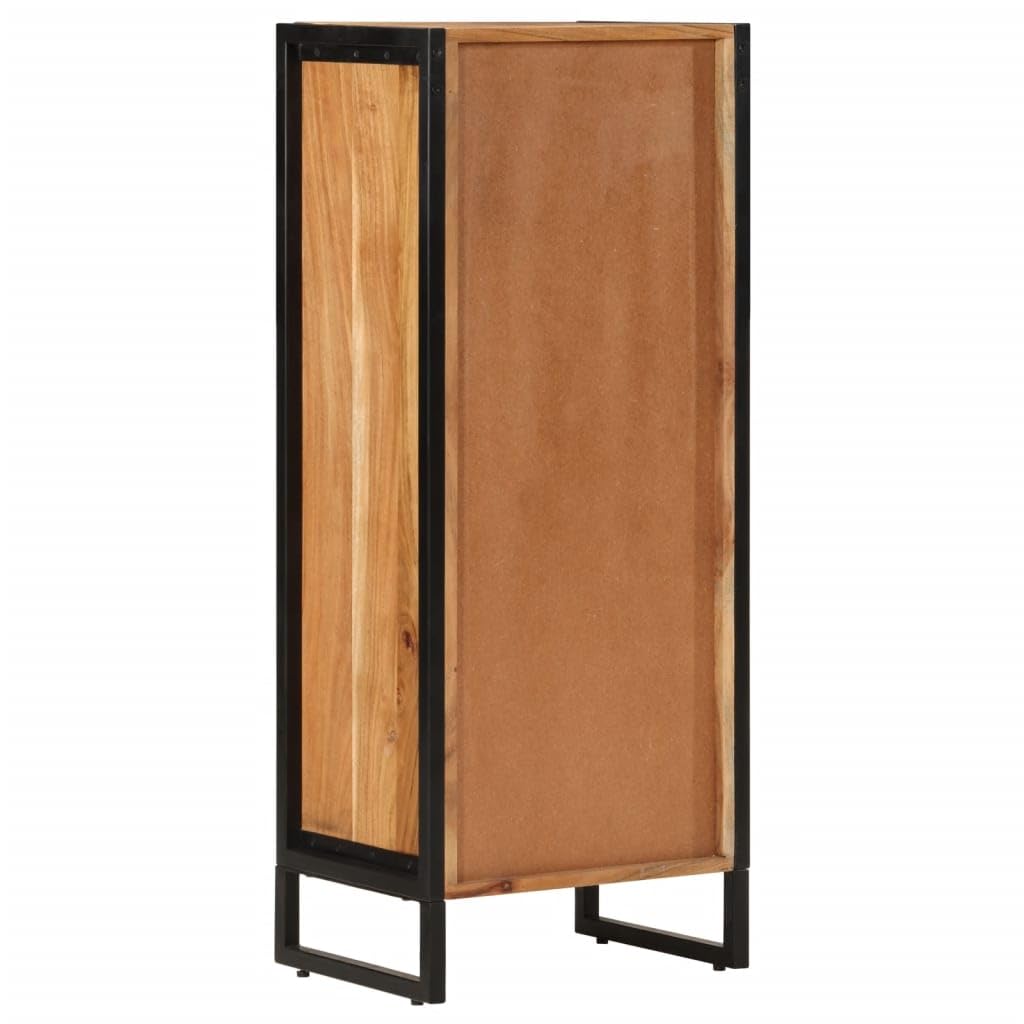 Armadietto da bagno, 40 x 30 x 100 cm, in legno massello di acacia e ferro, con 4 cassetti, per bagno, contenitore per sapone, shampoo, dentifricio