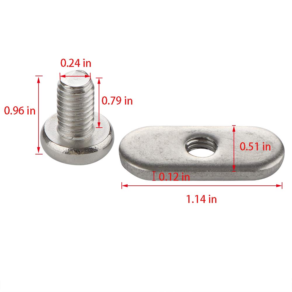 VTurboWay 4-Pack 316 Stainless Steel Kayak Rail Screws & Track Nuts With M6 Phillips Screws - View #8