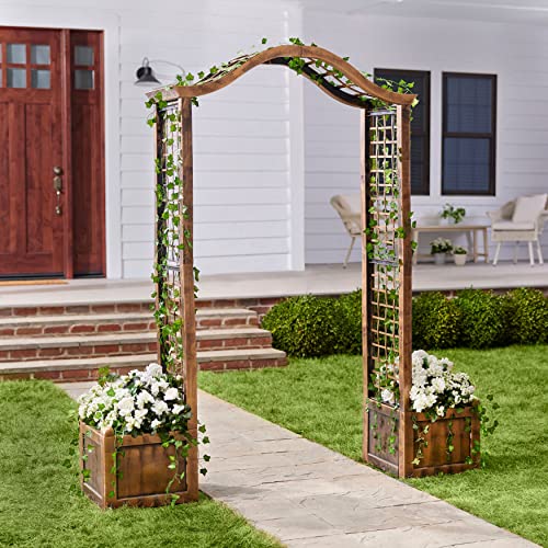 Brylanehome Garden Arch Arbor Trellis With 2 Planter Boxes For Flowers And Climbing Vines #TOP1