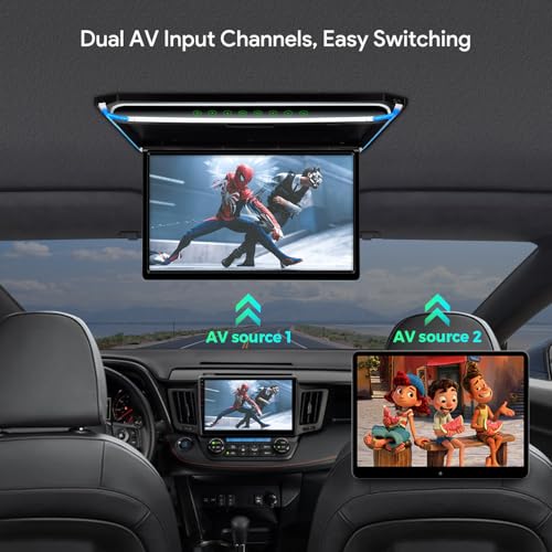 XTRONS 17,3“ Digital TFT FHD 16:9 Bildschirm für Auto Bus unterstützt 1080P Video Auto Overhead Player Auto Monitor mit HDMI Port Automosphäre LED Licht Windows CE für Urlaub (CM173HD)