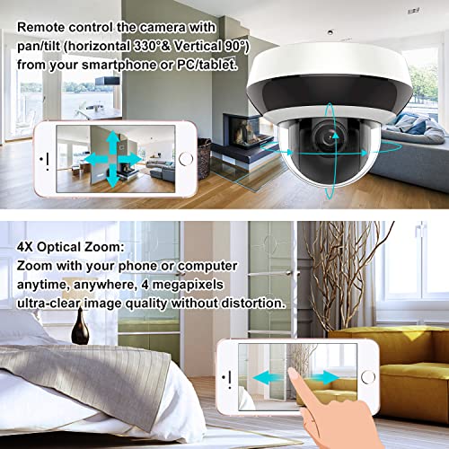 Anpviz 4.0Mp(2560X1440) Poe Ip Ptz Dome Camera Compatible With Hikvision ,4X Optical, 16X Digital Zoom, H.265+ Outdoor Security Camera, Alarm, Pan/Tilt, Sd Card Slot #TOP2