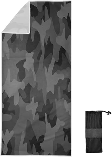 Miniatura 1 de Toalla de playa grande, color negro carbón, gris, camuflaje, de secado rápido, delgada, a prueba de arena, plegable, manta de piscina para niños