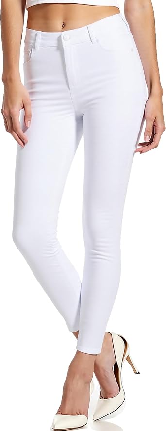 Women Dress Pants Slim Fit Stretch Comfy Work Pants Skinny Pencil Pants with Pocket 30 White XXS