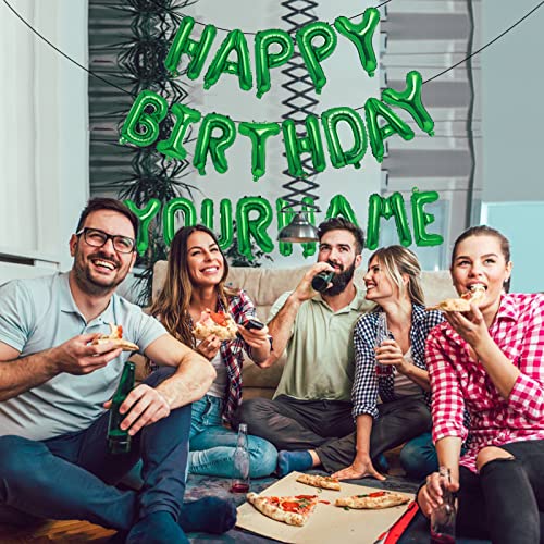 Fannev Personalized Name Happy Birthday Banner - Happy Birthday Balloon Letters Balloons 2 Sets A- Z 16'' Mylar Foil Birthday Party Decorations For Kids, Women, Men, Friends, Green #TOP4
