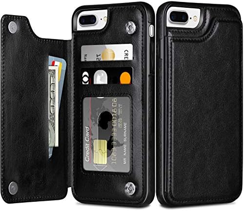Coolden for iPhone 7 Plus Case iPhone 8 Plus Case Wallet Case Shockproof Case with Card Holder Slot Flip Folio Soft PU Leather Magnetic Closure Protective Case Cover for iPhone 7 Plus/8 Plus (Black)