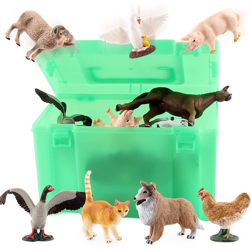 TOBOYO Farm Animal Model Toy Set mit Aufbewahrungsbox Verschiedene Ranch-Modelle (12 Stück) Kognition der Kinder… – Bild 6