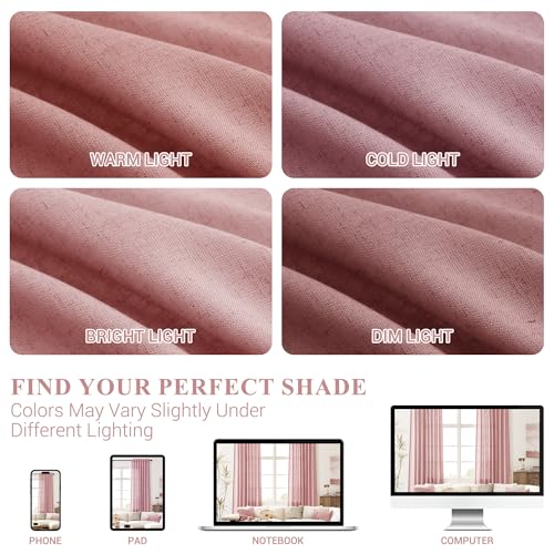 Image of Joywell Extra Long Linen Curtains 108 Inches for Living Room Canyon Rose