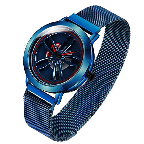 KUANDAR Watch Orologio da Uomo da Uomo al Quarzo Orologio da Uomo Neutro Trend Net con Orologio Rotante Impermeabile Splendidamente Confezionato per Regali di Natale, Blue