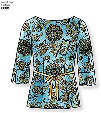 New Look Sewing Pattern 6808: Misses Tops, Size A, Cotton, White, A (8-10-12-14-16-18)