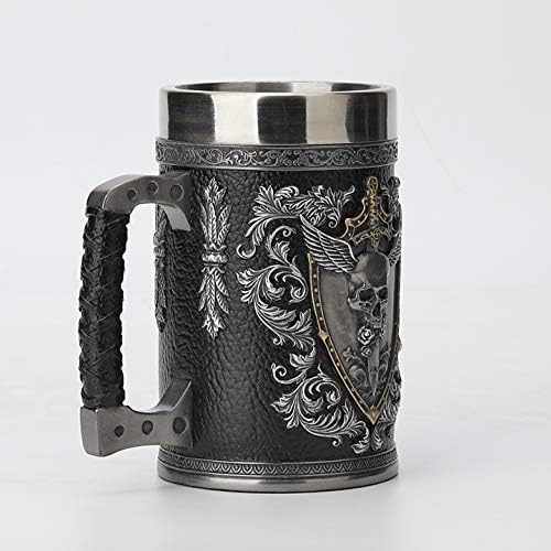 Miniatura 3 de Veronese Design 6 14 pulgadas teutónico con cresta de cresta de cerveza Stein de resina fundida en frío Estatua de acabado de peltre para decoración