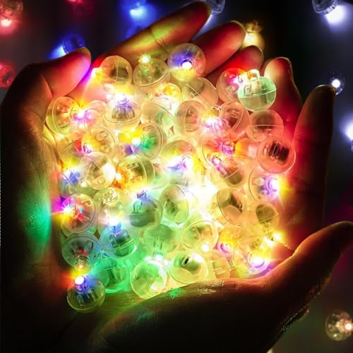 Bacxzomx 50 peças mini luzes de balão LED, mini LED candeeiro balão redondo, lanternas de papel, Natal, casamentos, aniversário, Halloween, festas