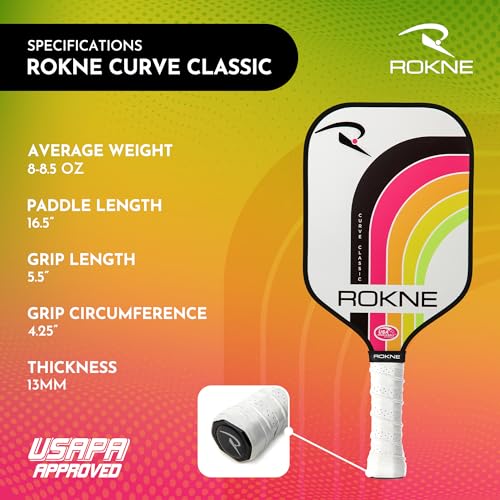 Image of ROKNE Curve Classic Pickleball Paddle | USAPA Approved Fiberglass Pickleball Paddles | Elevate Your Game with Precision Engineering & Comfort | ProGrit Texture for Max Spin & Power | Paddle