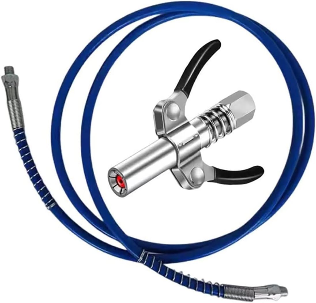 グリースガンノズル ソフトホースNPTI/8 10000PSI潤滑油充填装置付きグリースカプラー ノズル (Color : Grea