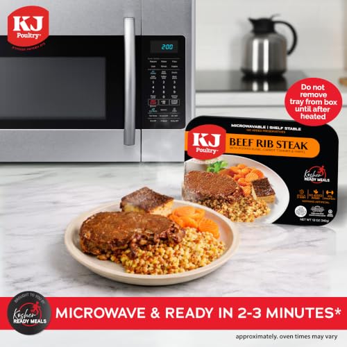 Image of KJ Poultry Kosher Ready Meals - Beef Rib Steak & Kugel, MRE Meat Meals Ready to Eat, Shabbos Food (2 Pack) Prepared Entree Fully Cooked, Shelf Stable Microwave Dinner Travel Military Camping Survival