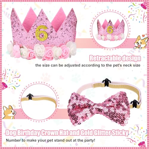 homdat Hunde-Geburtstagsparty-Zubehör, Hunde Geburtstag Mädchen, Hund Geburtstag Set with Dreieck Bandana Krone Hut Schal Kragen Bow Happy Birthday Banner, Geburtstagsparty-Dekorationen (Rosa)