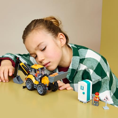 City Scavatrice da Cantiere Gialla - Veicolo Giocattolo da Cantiere - Trattore con 2 Minifigure - Lego - Immagine 7