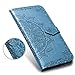Galaxy J7 Refine Case - PU Leather Wallet Embossed Mandala Floral Flowers Kickstand Flip Cover Card Holder for J7 2018 Blue