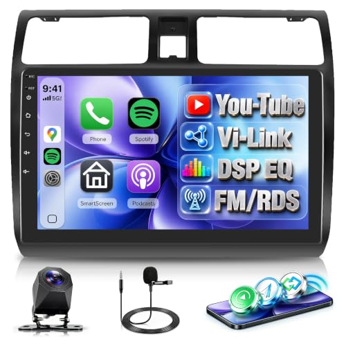 Rimoody Autoradio pour Suzuki Swift 2003-2010 sans Fil Carplay Android Auto You-Tube DSP EQ VI-Link Bluetooth FM/RDS Radio, 10.1 Pouces Écran Tactile Autoadio USB/AUX/MIC SWC Caméra de Recul