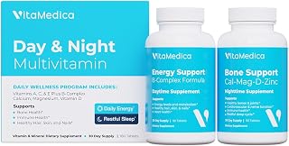Multivitamin Day & Night Routine | Energy & Mental Clarity, Bones & Joints, Beauty, Restful Sleep | 30-Day Supply | Vitamins A, C, D, E, B-Complex | Magnesium, Biotin, Zinc, Botanicals, & Minerals